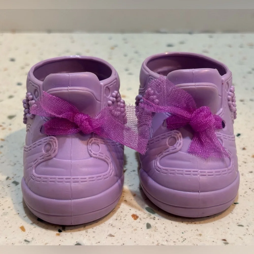 90s Vintage Galoob Baby Face Doll Shoes‎ Purple with Hearts